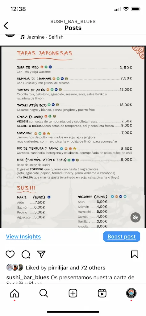 Menu_SUSHI BAR BLUES_Olula del Río_immagine_2