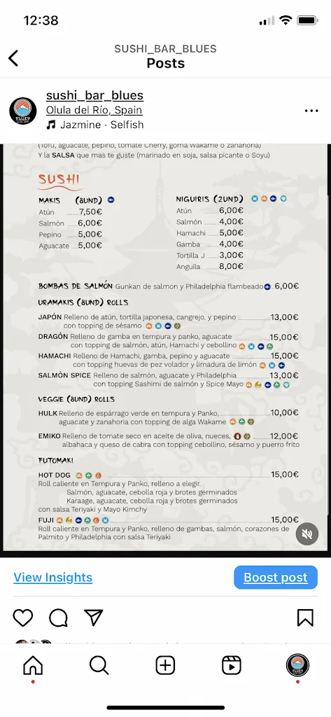 Menu_SUSHI BAR BLUES_Olula del Río_immagine_3