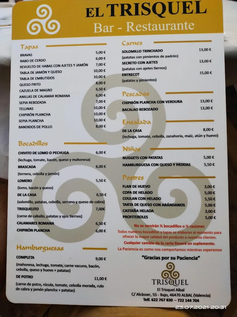Menu_Café Bar El Trisquel_Albal_image_1