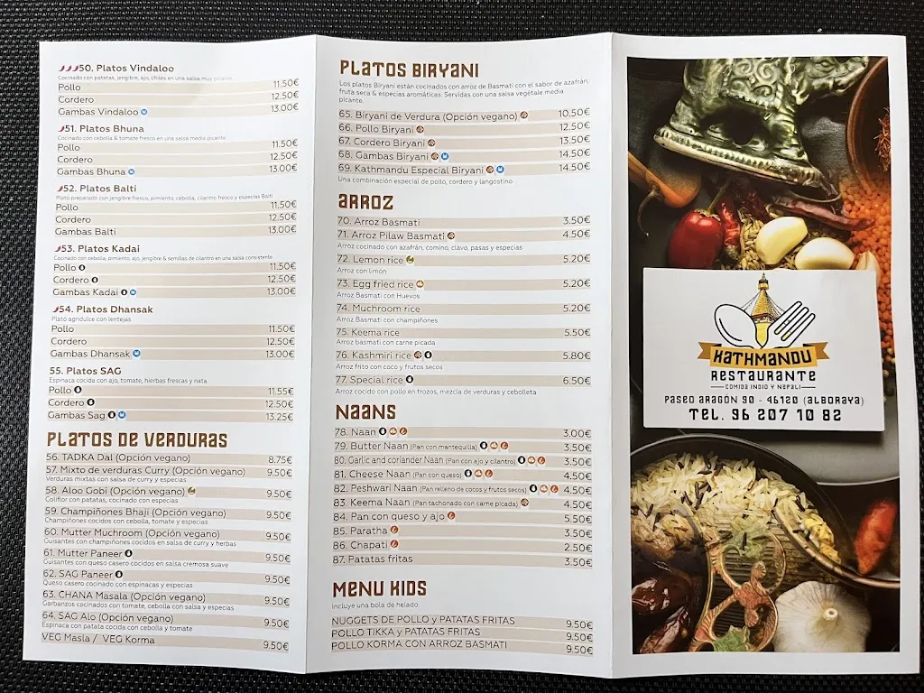 Menu_Restaurante Kathmandu Alboraia - Menjar indi i nepalés_Alboraya_immagine_3