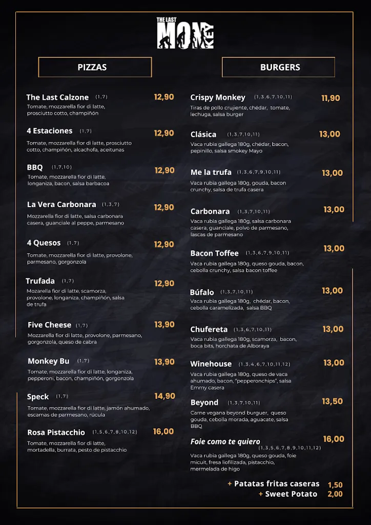 Menu_The Last Monkey_Alboraya_immagine_1
