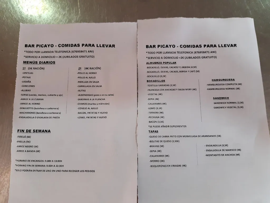 Menu_Restaurante Picayo_Alfara de Algimia_immagine_1