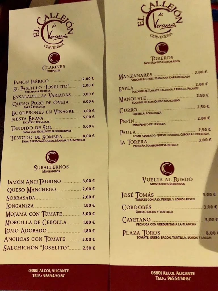 Menü_El Callejón de Cano_Alcoy_Bild_2