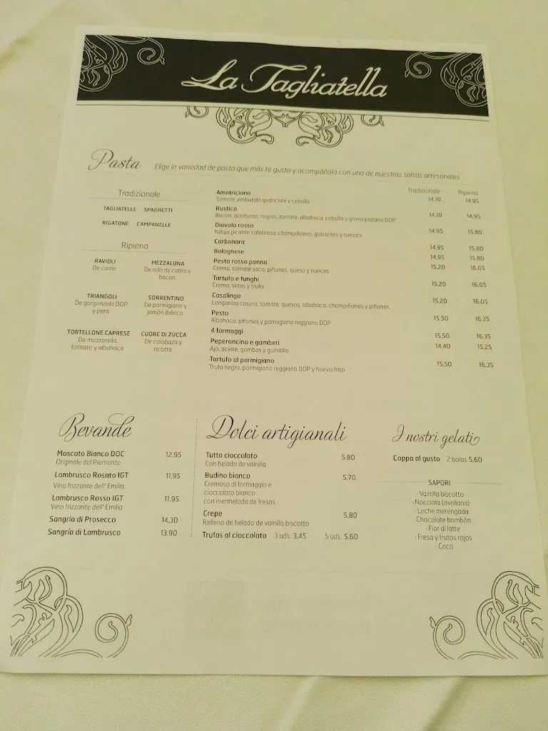 Menu_Restaurante La Tagliatella | C/Clara Campoamor, Alfafar_Alfafar_image_1
