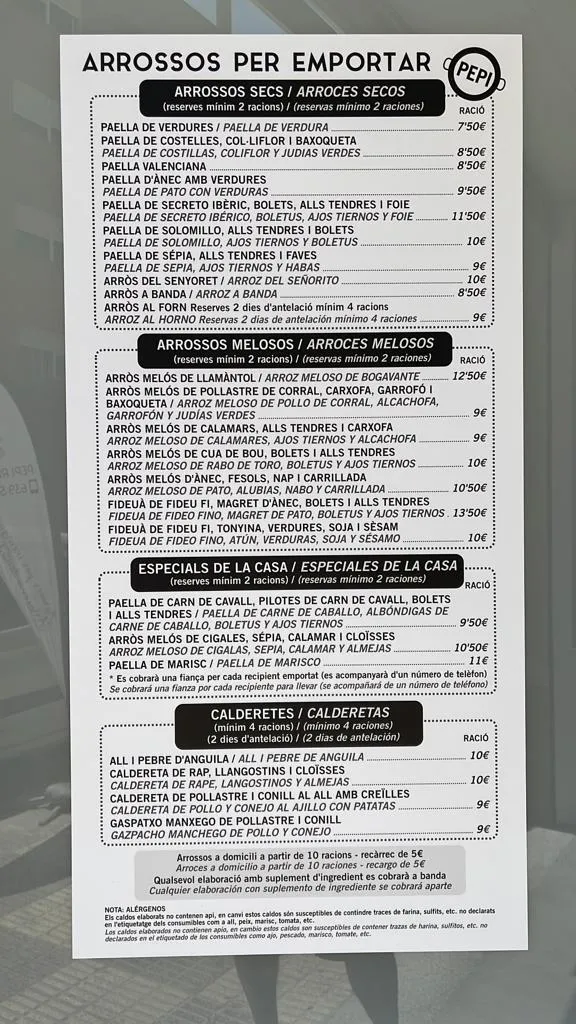 Menu_Pepi Rodriguez - Paella to go_Alcàsser_image_1