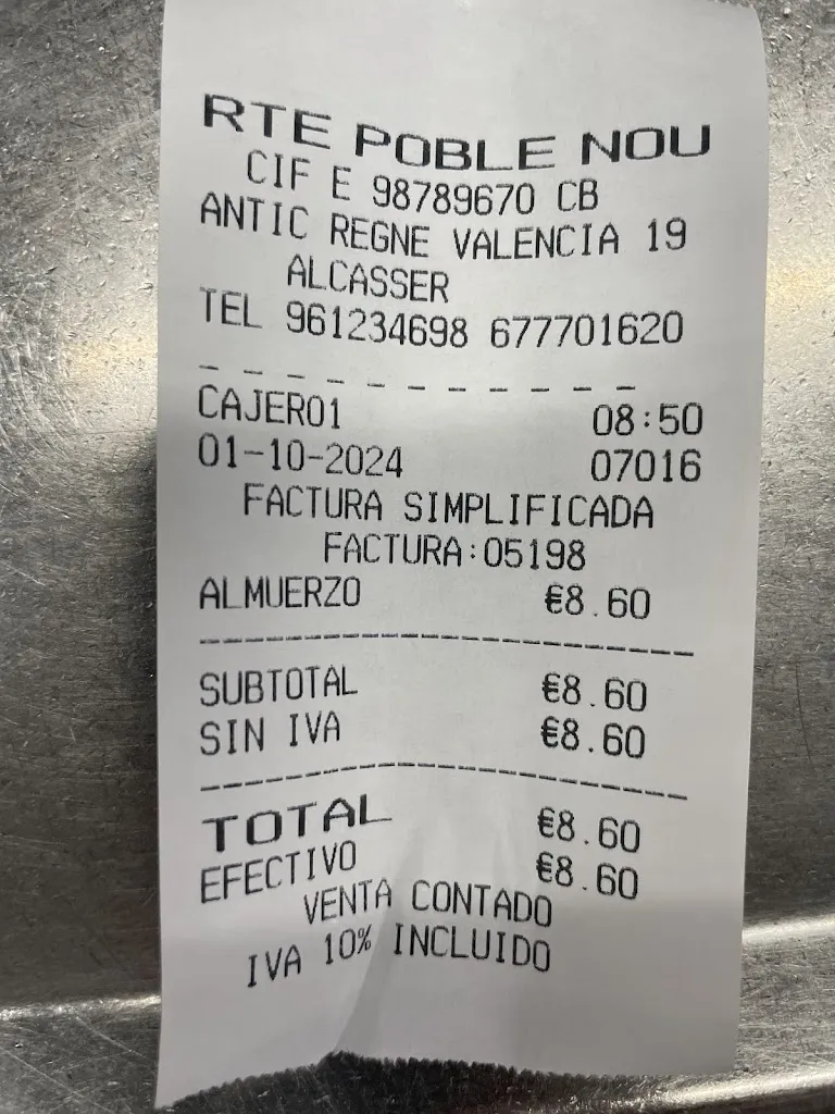 Diego V._Restaurante Poble Nou_Alcàsser_review