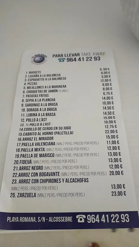 Menu_Restaurante El Mirador_Alcocéber_image_1