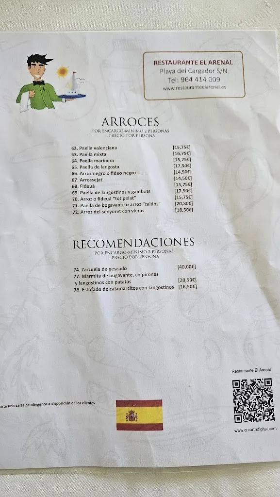 Menu_Restaurant El Arenal_Alcocéber_image_3