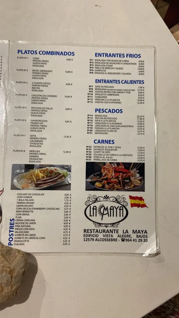 Menu_Restaurante La Maya_Alcocéber_image_1