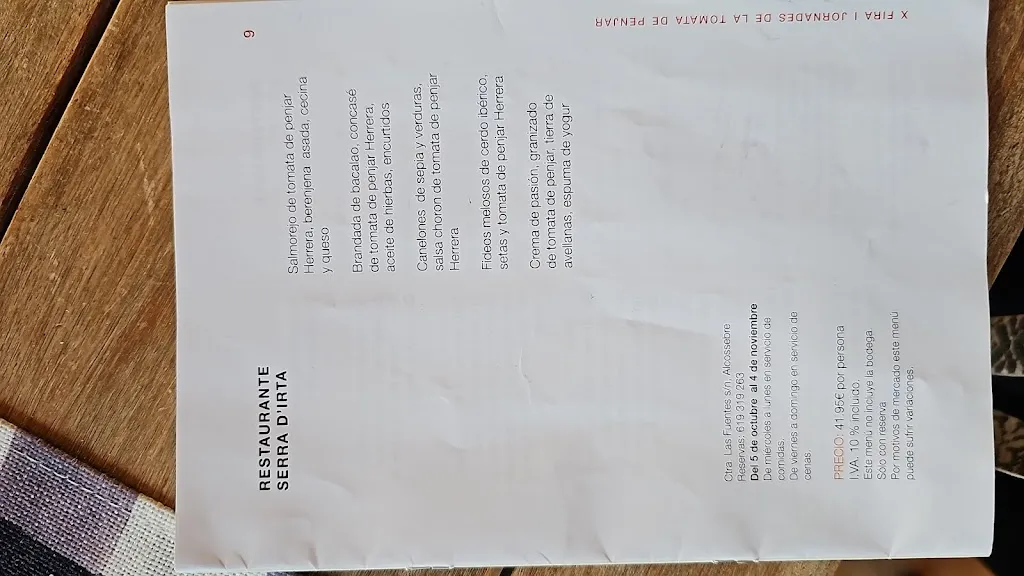 Menu_Restaurante Serra d'Irta_Alcocéber_image_2