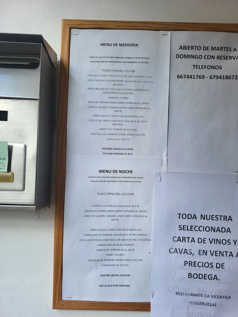 Menu_Restaurante Ca Vicentica._Andilla_image_1