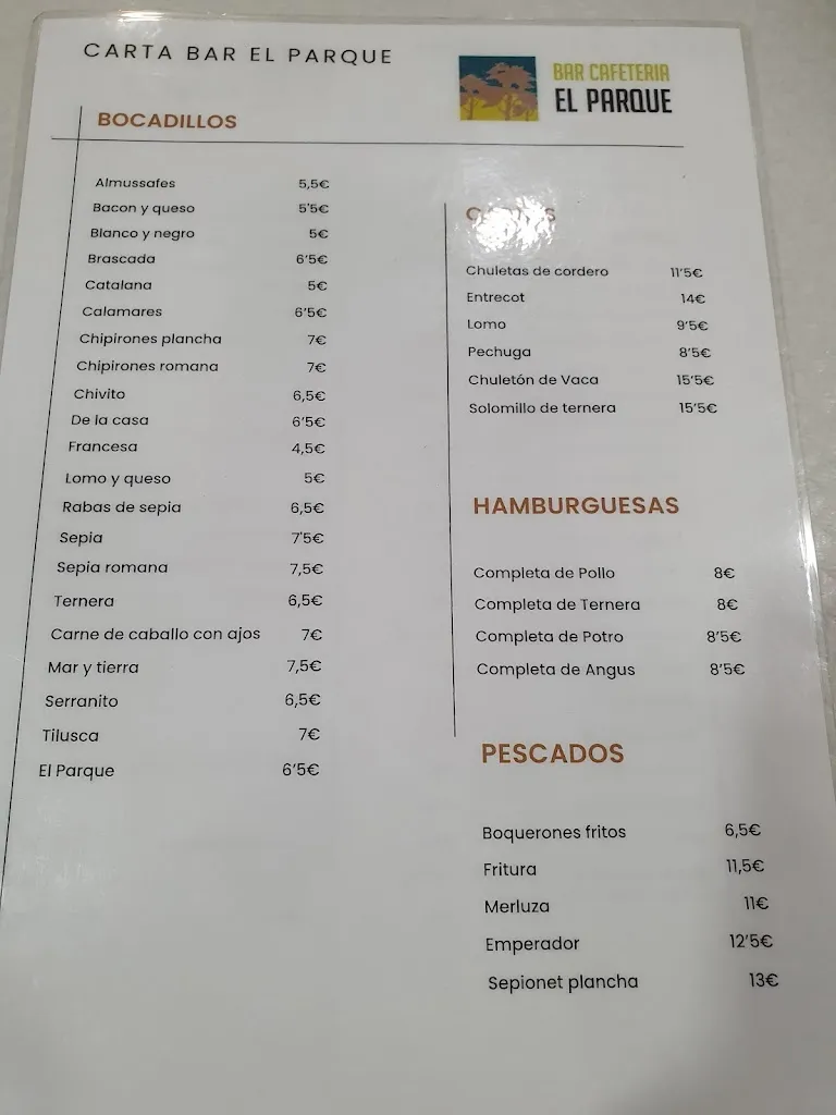 Menu_Bar El Parque_Almussafes_image_1
