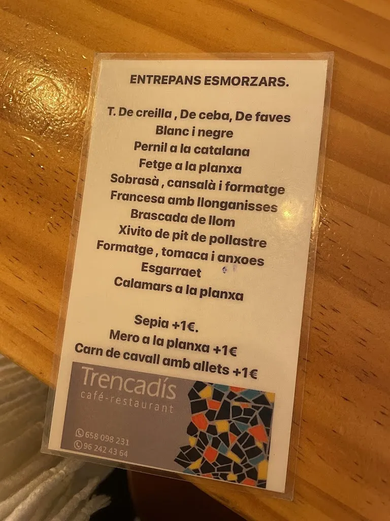 Menu_Café - Restaurant Trencadís_Algemesí_image_1