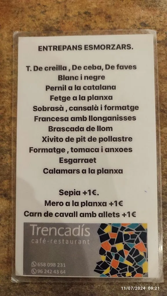 Menu_Café - Restaurant Trencadís_Algemesí_image_2
