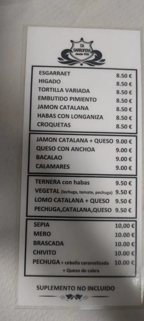 Menu_Bar La garrofera_Algemesí_immagine_1