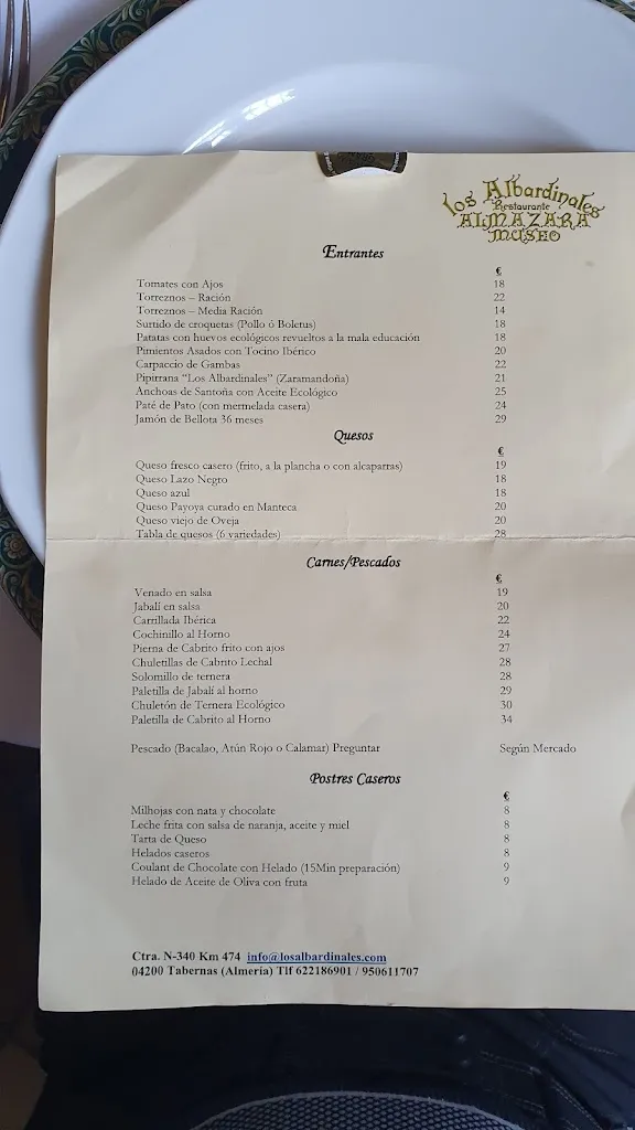 Menu_Los Albardinales Restaurante Museo_Tabernas_image_1