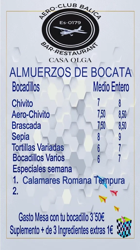 Menu_Casa Olga Bar Terraza / Aeroplane Terrace / Aeroclub BALICA - Benicolet_Benicolet_image_4