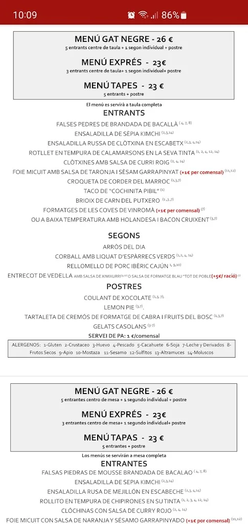 Menu_El Gat Negre | Faura_Benifairó de les Valls_image_1