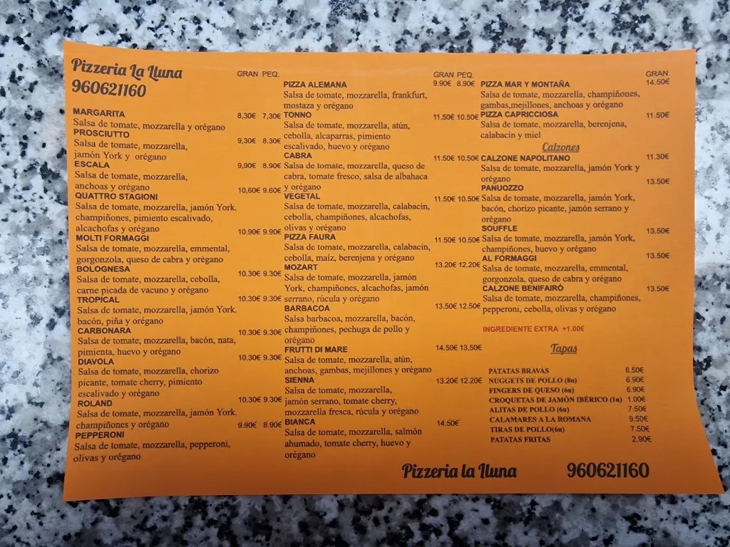 Menu_Pizzeria La Lluna_Benifairó de les Valls_immagine_2
