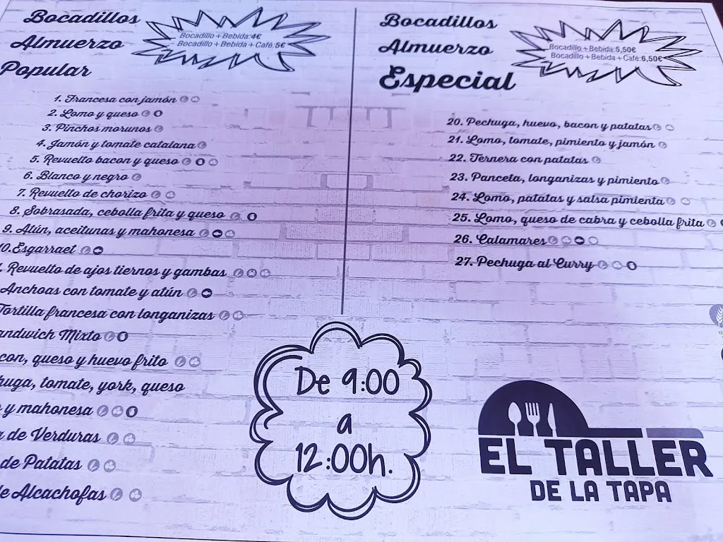 Menu_Bar restaurante El Taller De La Tapa_Benaguasil_image_4