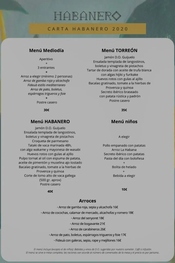 Menu_Habanero Benicàssim_Benicàssim_image_2