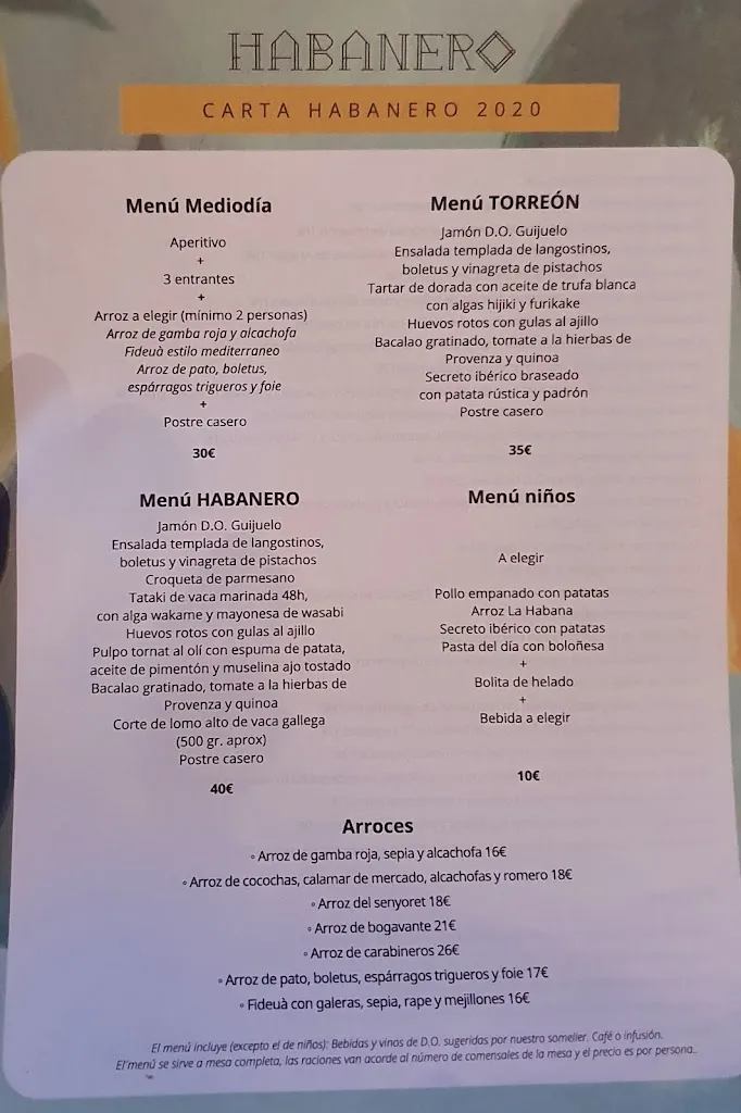 Menu_Habanero Benicàssim_Benicàssim_image_4