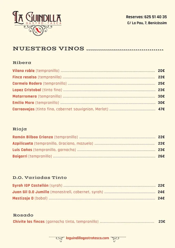 Menu_La Guindilla Gastro - Tasca_Benicàssim_image_4