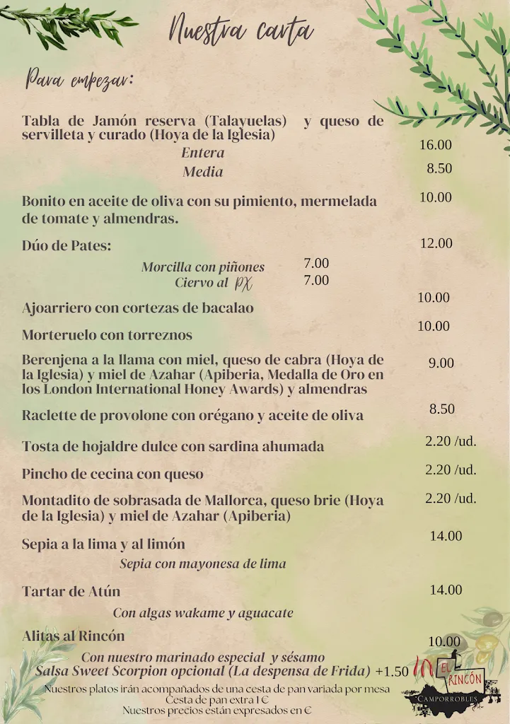 Menu_EL RINCÓN CAMPORROBLES._Camporrobles_immagine_2
