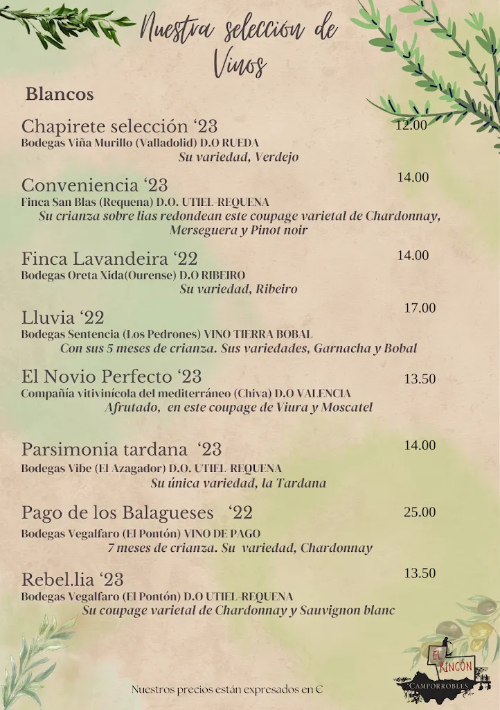 Menu_EL RINCÓN CAMPORROBLES._Camporrobles_immagine_4