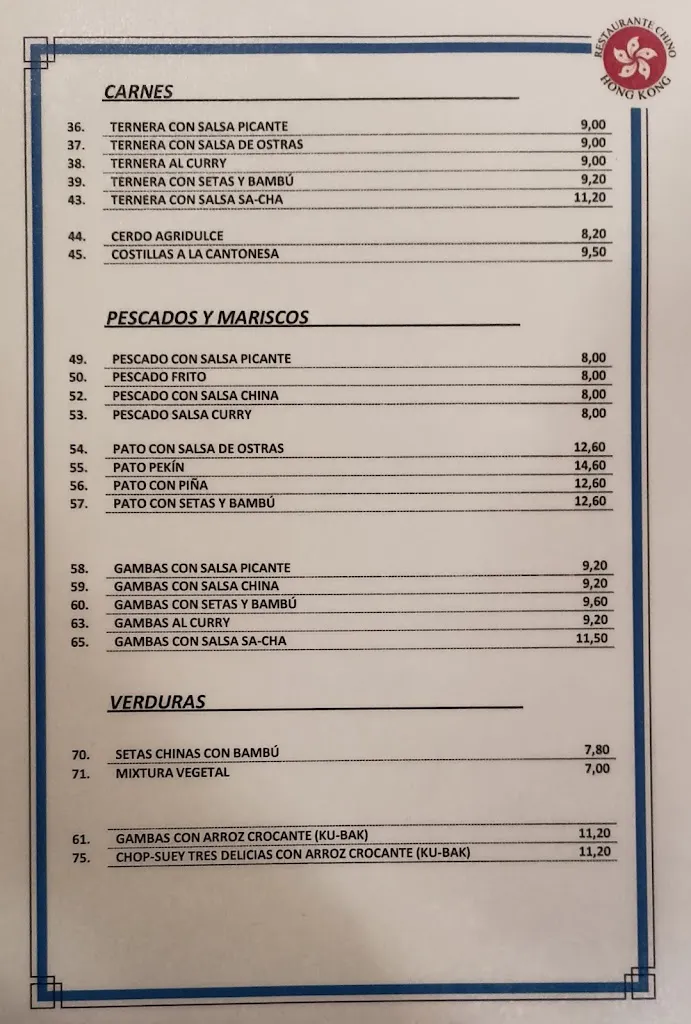 Menu_Restaurante Hong Kong Betera_Bétera_image_1