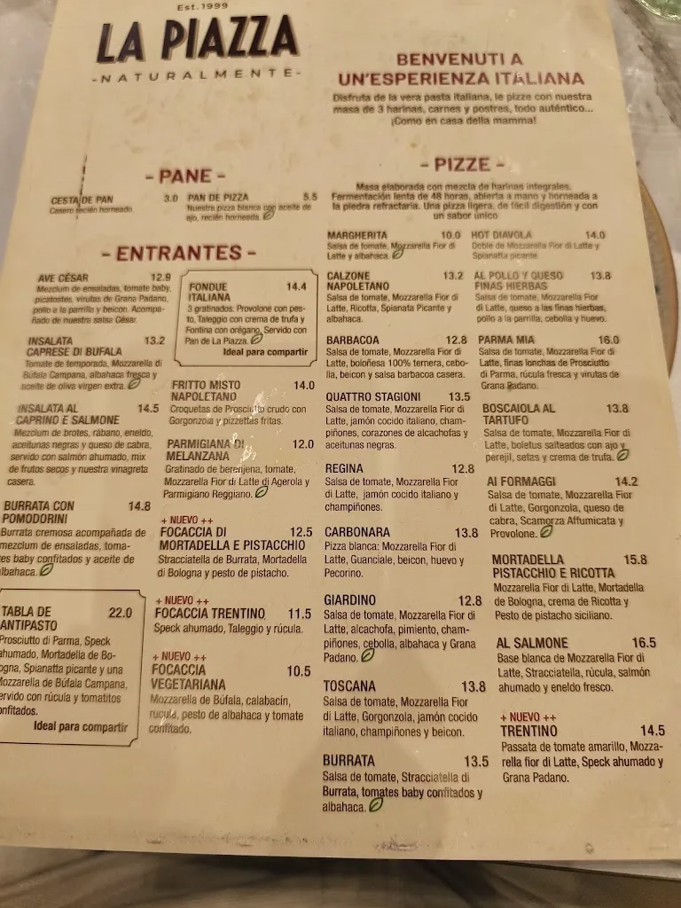 Menu_La Piazza Mas Camarena_Bétera_image_1