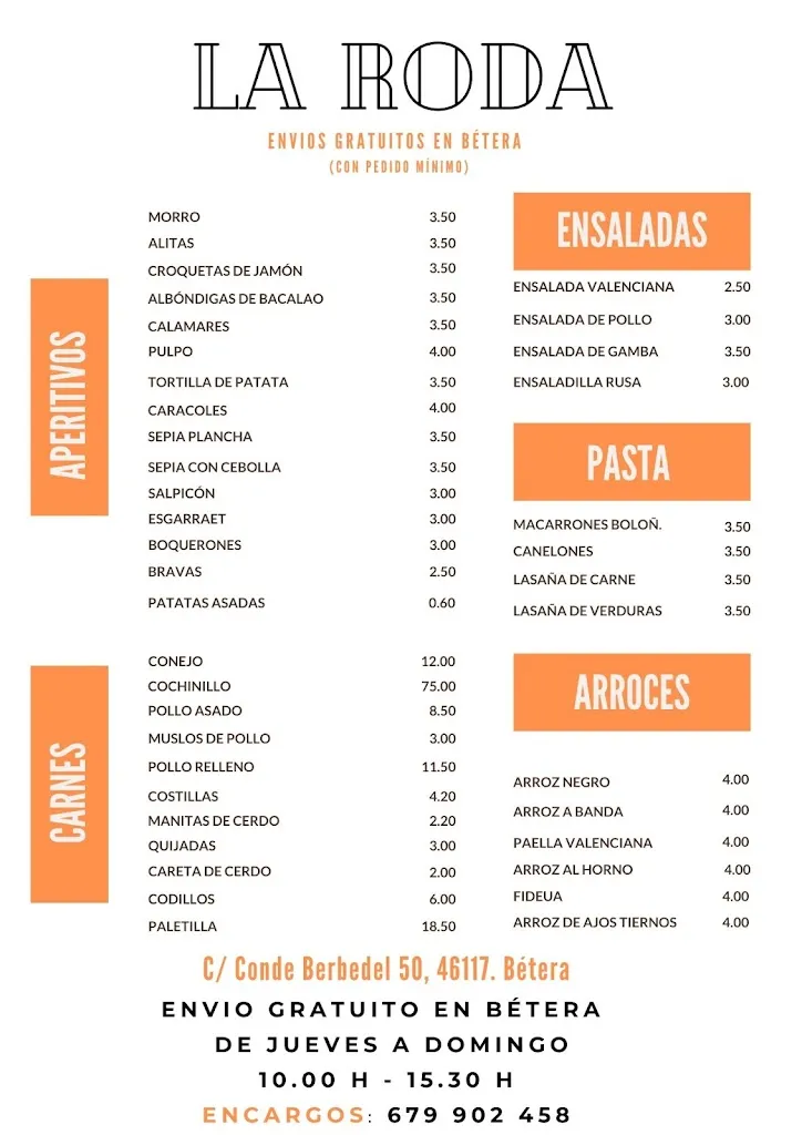Menu_La Roda, Comidas Para Llevar_Bétera_image_1