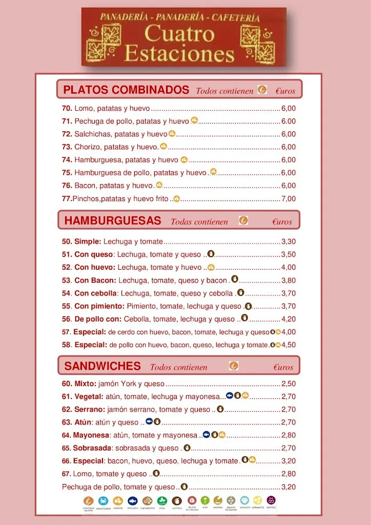 Menu_Panadería, pastelería y cafetería 