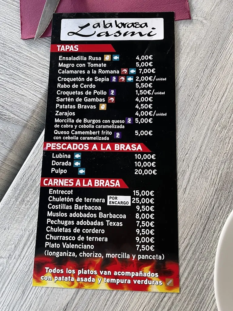 Menü_Lasmi, a la brasa_Burjassot_Bild_1