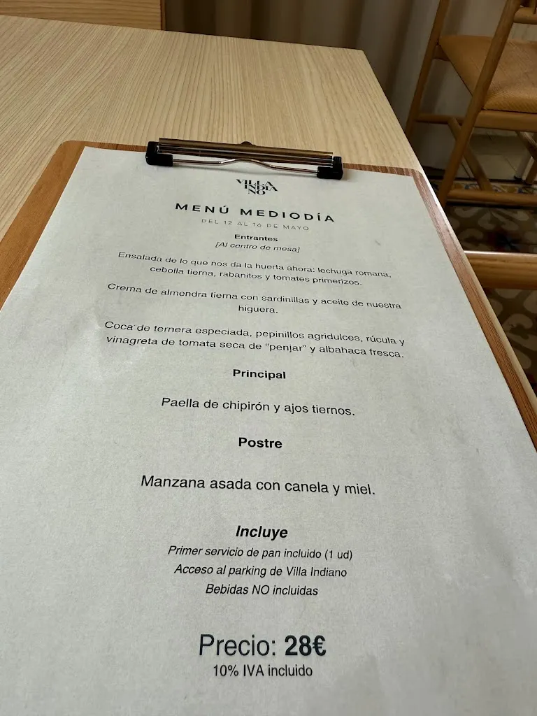 Menu_Villa Indiano. Restaurante, eventos y jardín gastronómico y cultural_Burjassot_immagine_1