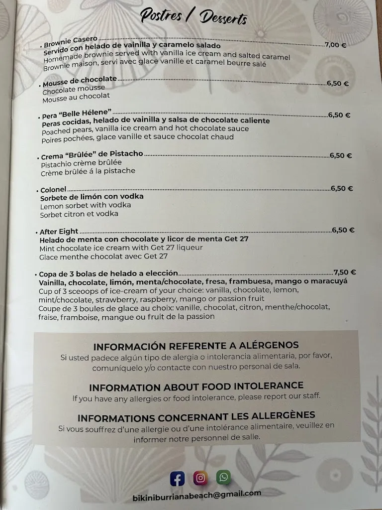 Menu_Bikini Burriana Beach 