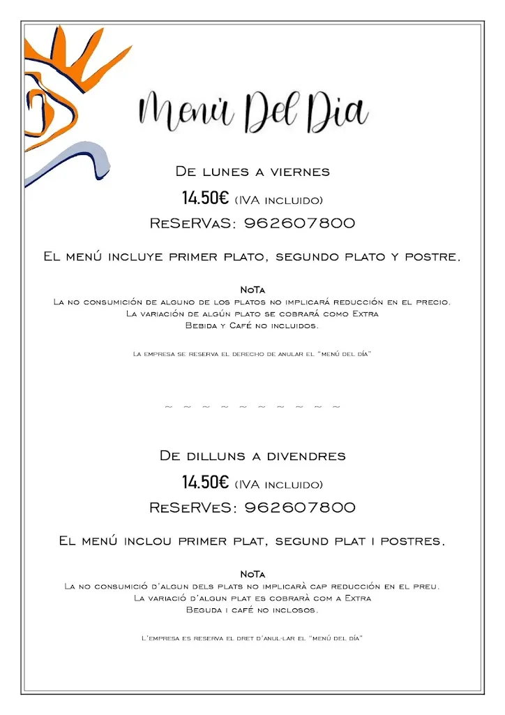 Menu_Hotel Chispa_Canet d'En Berenguer_image_1