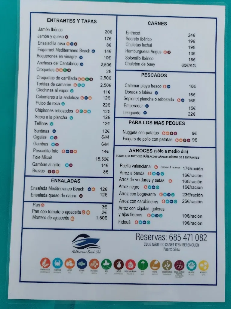 Menu_Mediterraneo Beach Club_Canet d'En Berenguer_image_1