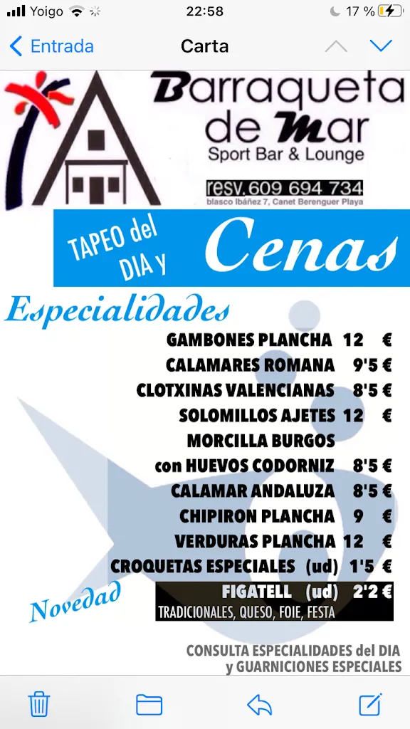 Menu_Restaurante/Arrocería Barraqueta de Mar/Barraca Beach_Canet d'En Berenguer_image_2