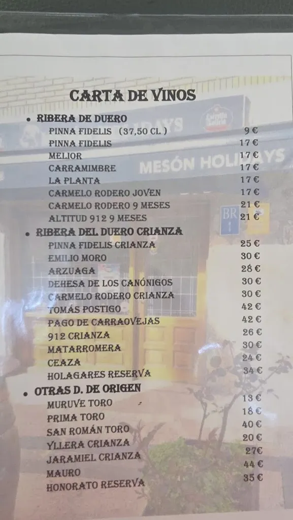 Menu_Restaurante Holidays_Wamba_image_1