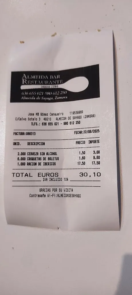 Diego Rodríguez_Almeida Bar Restaurante_Almeida de Sayago_review