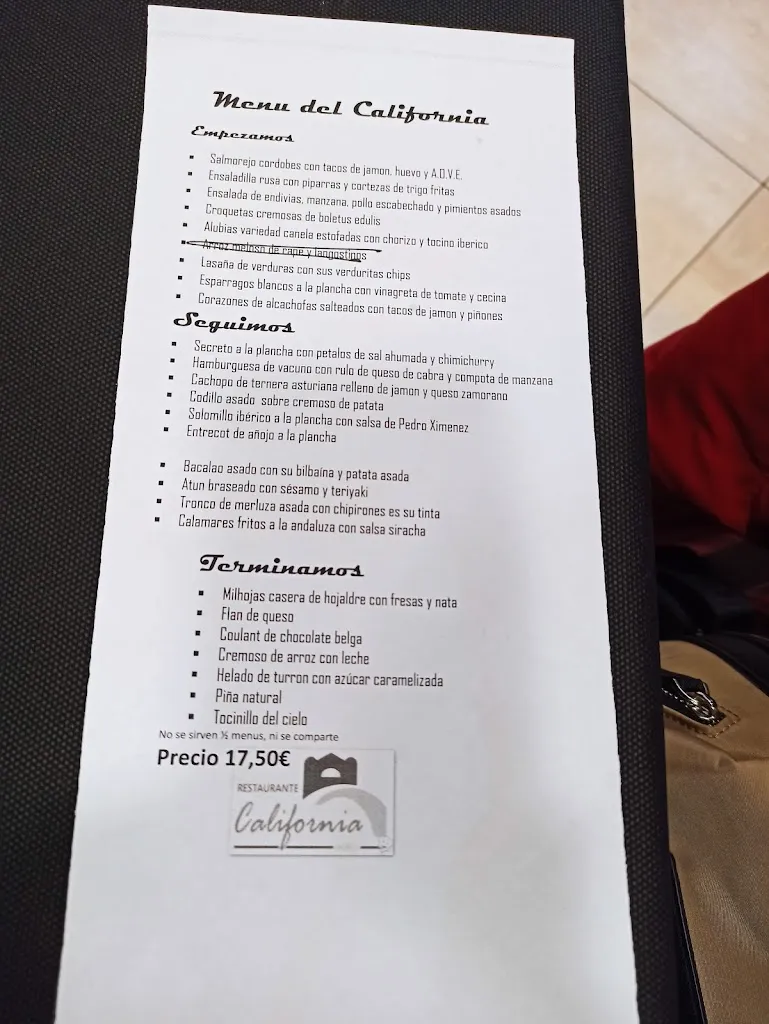 Menu_Restaurante California_Benavente_immagine_4