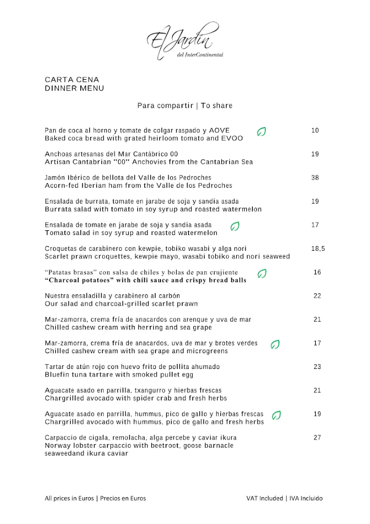 Menu_El Jardín del InterContinental at Hotel InterContinental Madrid_Castronuevo_image_2
