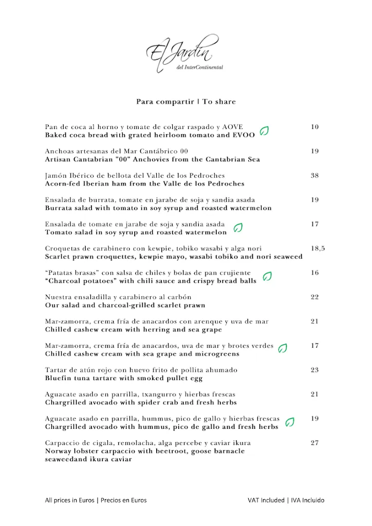 Menu_El Jardín del InterContinental at Hotel InterContinental Madrid_Castronuevo_image_4