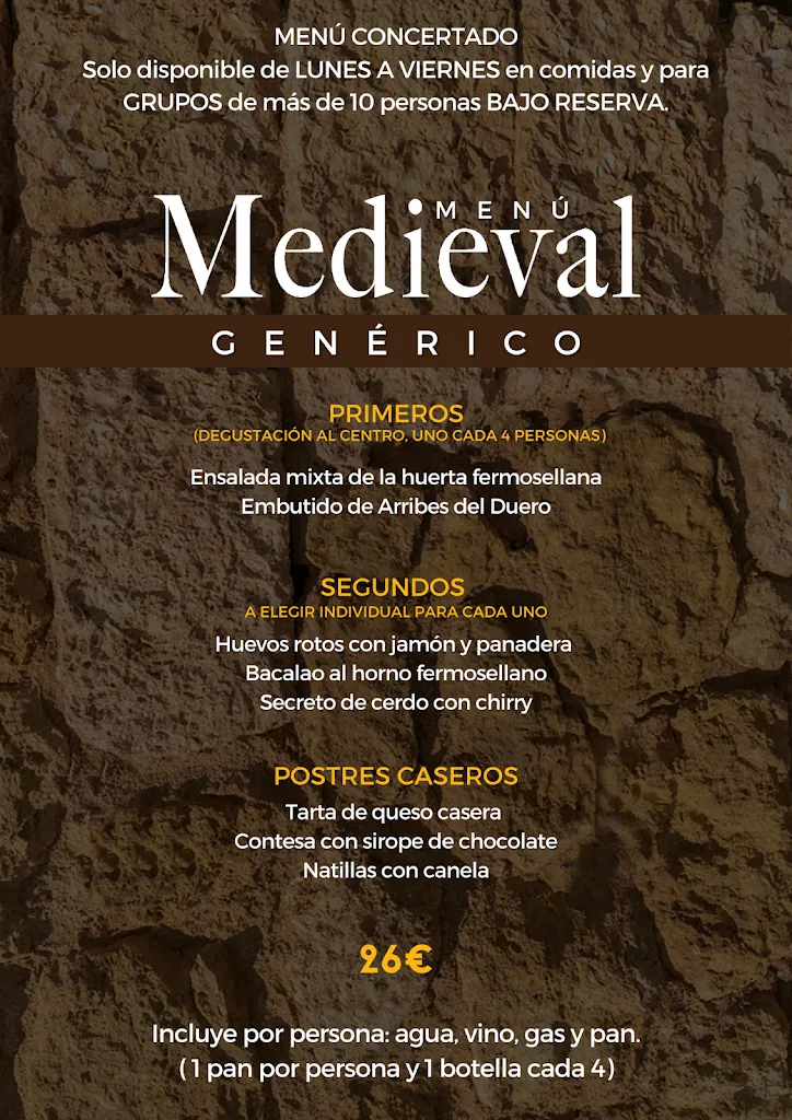 Menu_Restaurante Medieval Fermoselle_Fermoselle_immagine_1
