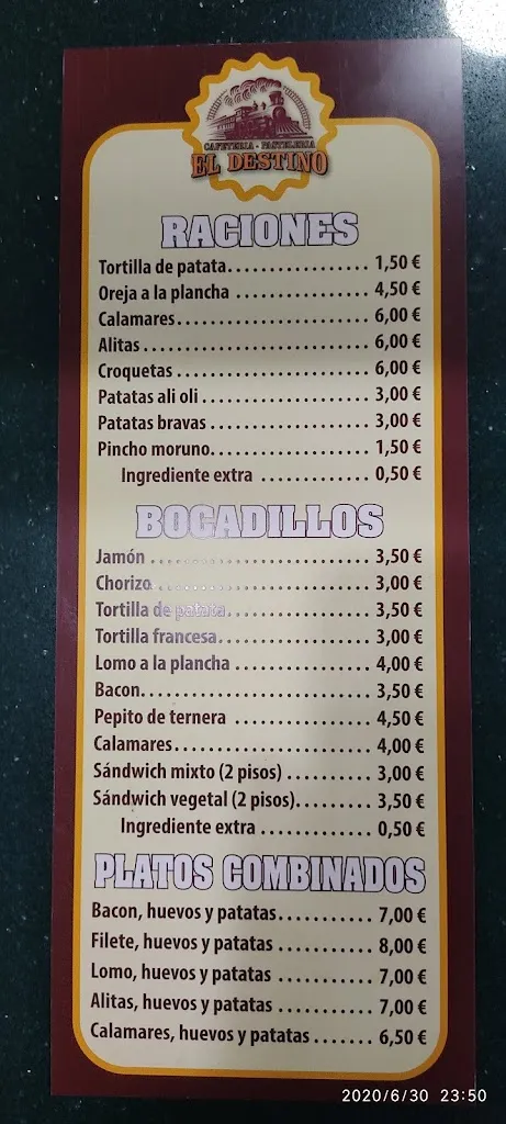 Menu_Cafetería Pastelería El Destino_Mombuey_immagine_4