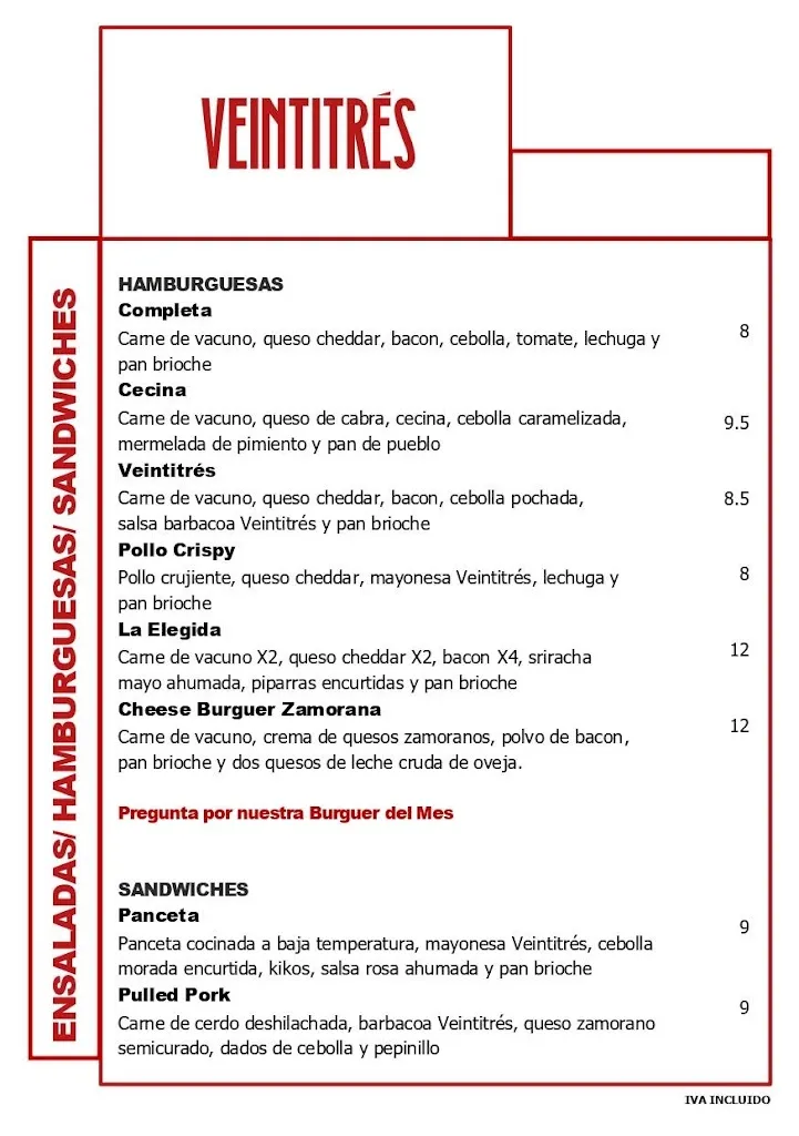 Menu_Veintitrés | Restaurante + Asador_San Cristóbal de Entreviñas_image_1