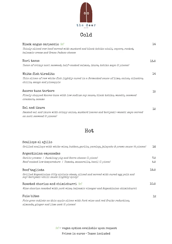 Menu_The Door_Porto_immagine_1