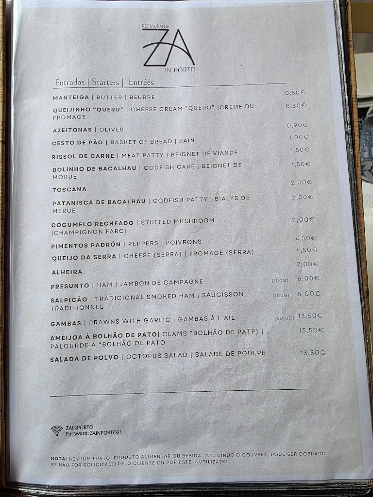 Menu_ZA IN PORTO_Porto_image_1