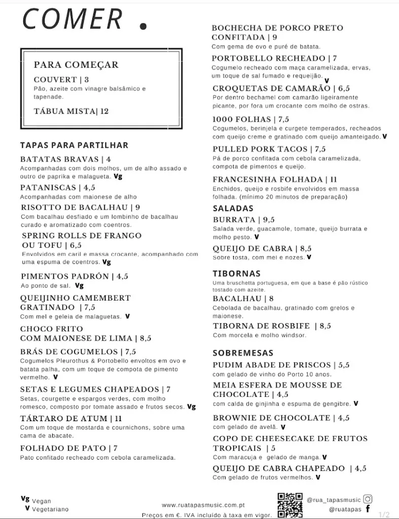 Menu_Rua Tapas & Music Bar_Porto_immagine_4